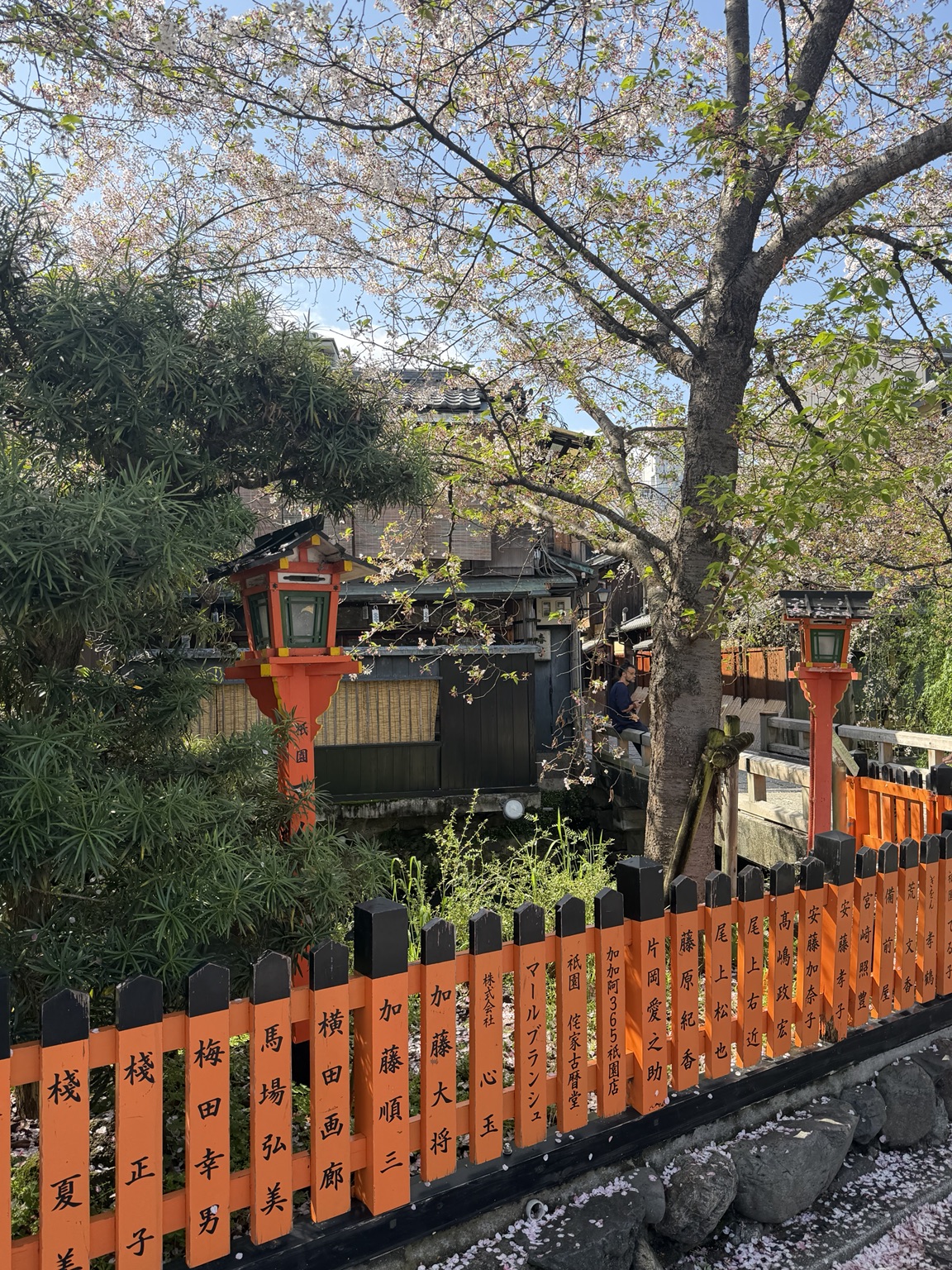 Vermilion shrine details in Kyoto