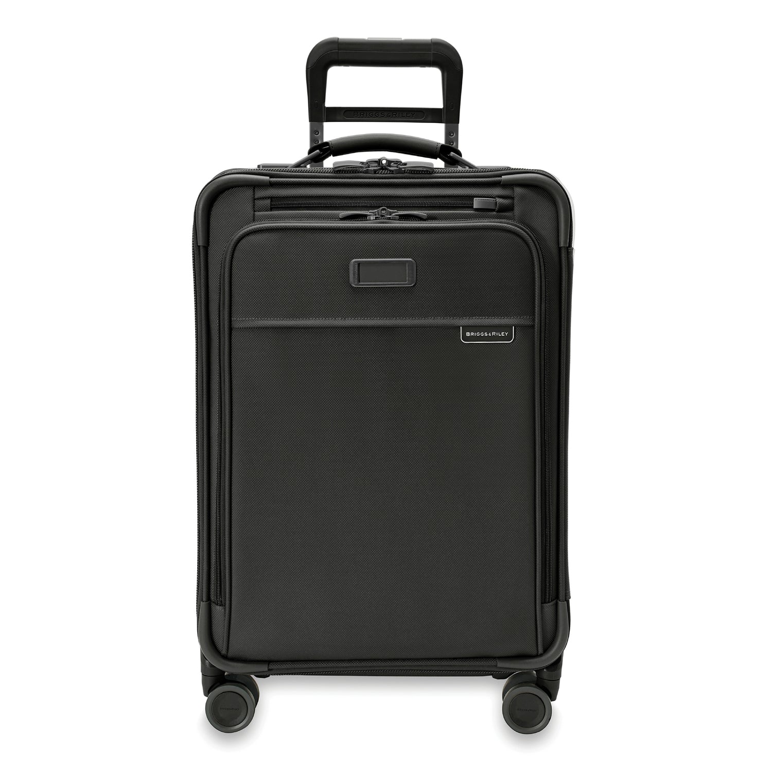 Black Briggs and Riley Baseline Essential Carry-On Spinner shown in full