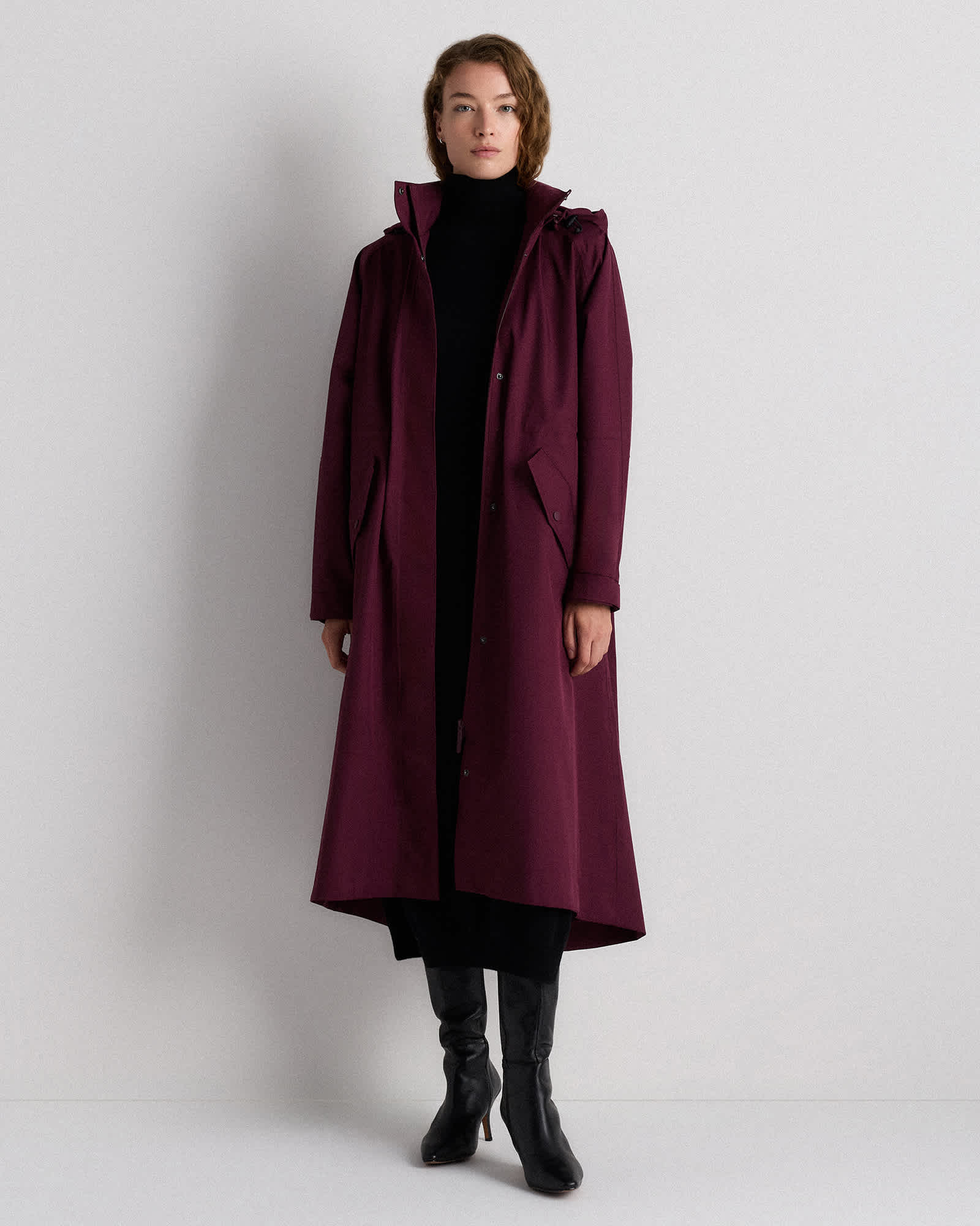 Burgundy Quince Weather Proof Rain Trench Coat