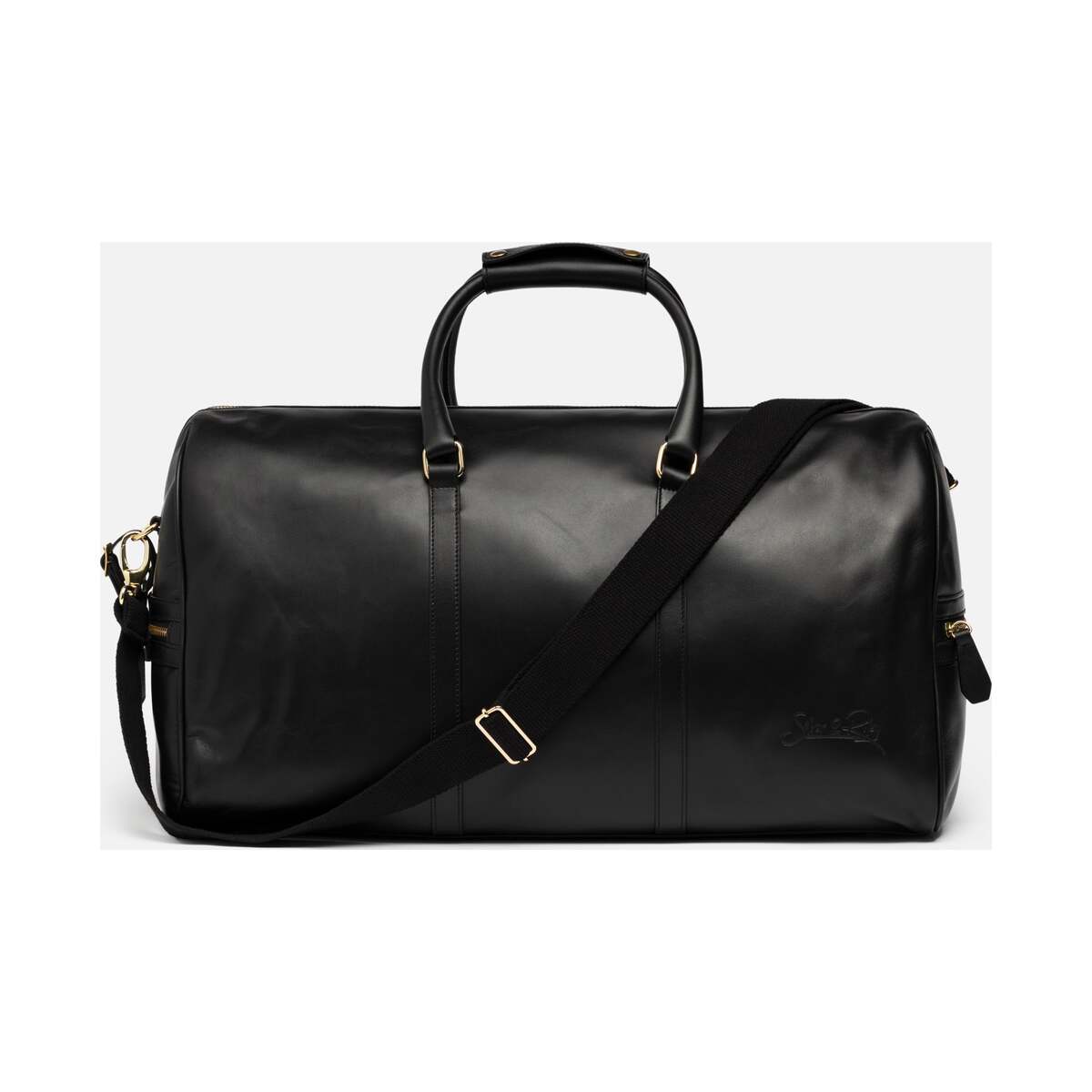 Black Silver and Riley Beverly Hills Carryall leather duffle bag