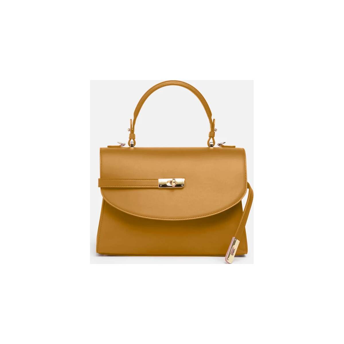 Camel Silver and Riley Classic New Yorker leather bag with gold hardware